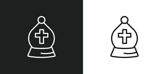 bishop line icon in white and black colors. bishop flat vector icon from bishop collection for web, mobile apps and ui.