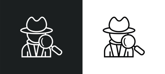 detective line icon in white and black colors. detective flat vector icon from detective collection for web, mobile apps and ui.