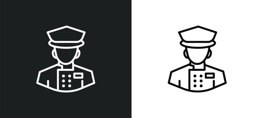 concierge line icon in white and black colors. concierge flat vector icon from concierge collection for web, mobile apps and ui. - obrazy, fototapety, plakaty