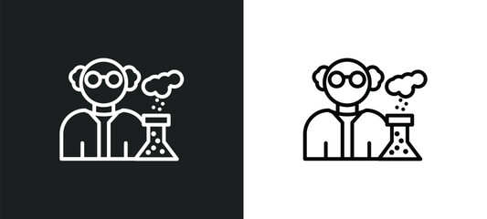 chemist line icon in white and black colors. chemist flat vector icon from chemist collection for web, mobile apps and ui.