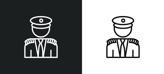 captain line icon in white and black colors. captain flat vector icon from captain collection for web, mobile apps and ui.