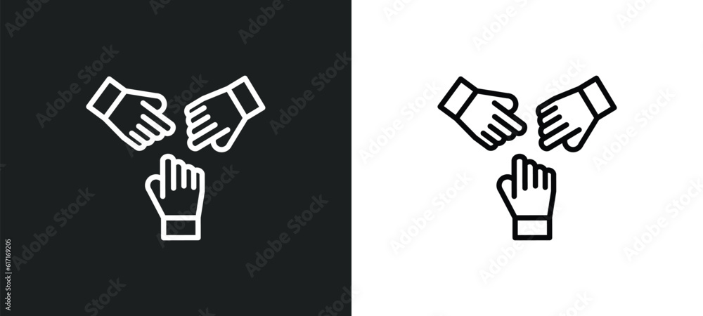 Poster unity line icon in white and black colors. unity flat vector icon from unity collection for web, mob
