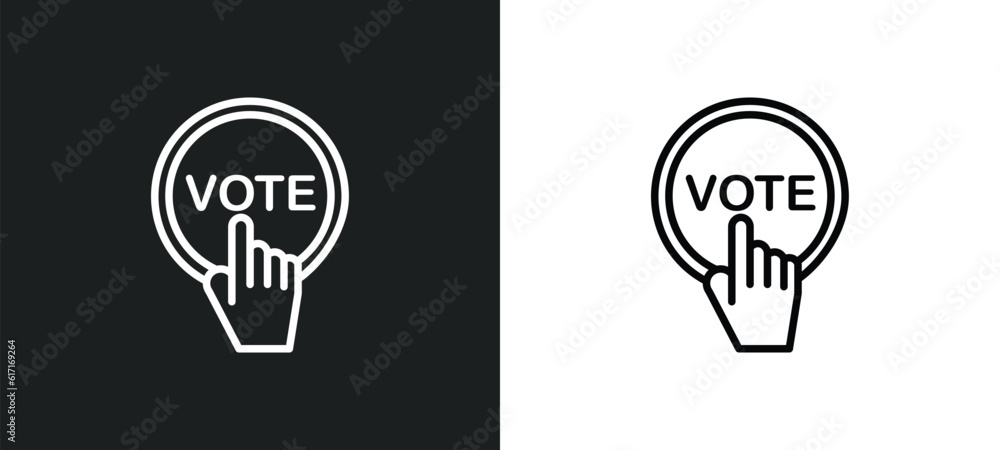 Poster vote line icon in white and black colors. vote flat vector icon from vote collection for web, mobile