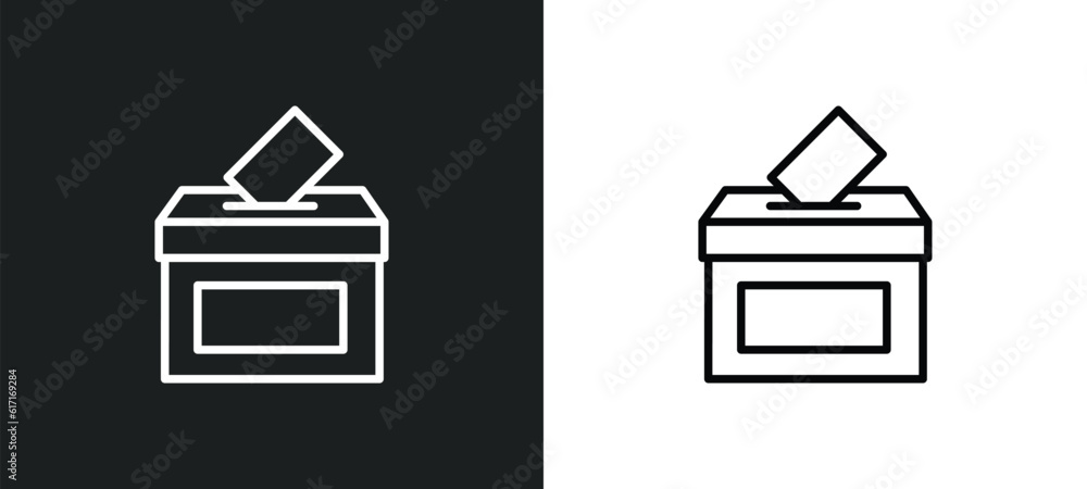 Poster voting line icon in white and black colors. voting flat vector icon from voting collection for web, 