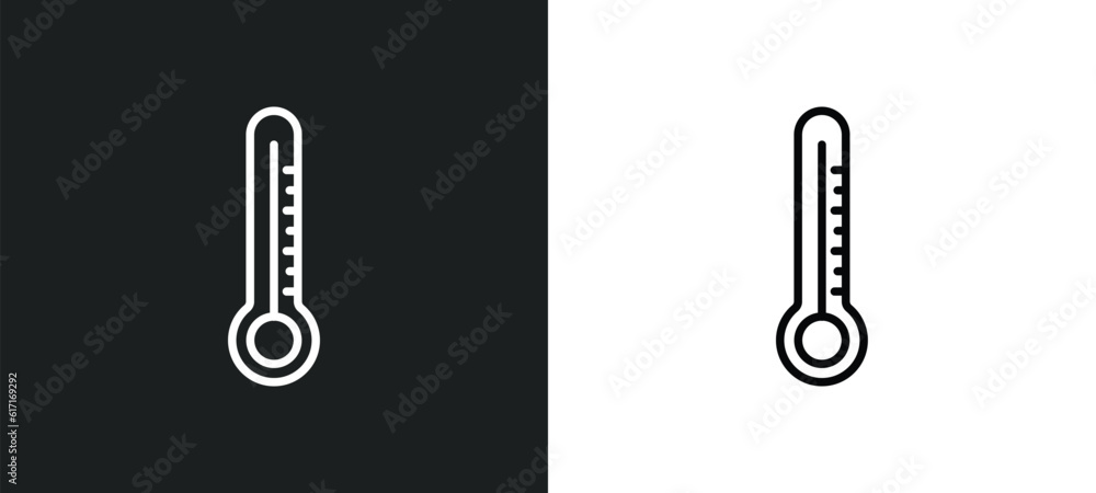 Poster temperatures line icon in white and black colors. temperatures flat vector icon from temperatures co