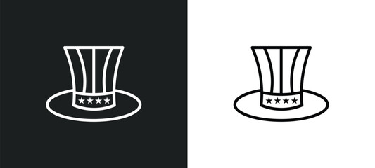 uncle sam hat line icon in white and black colors. uncle sam hat flat vector icon from uncle sam hat collection for web, mobile apps and ui.