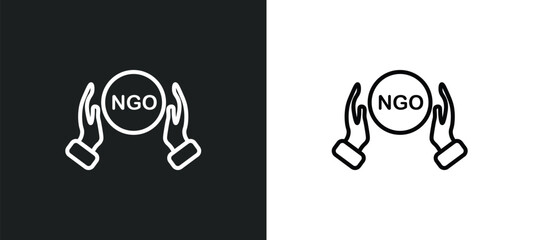 ngo line icon in white and black colors. ngo flat vector icon from ngo collection for web, mobile apps and ui. - obrazy, fototapety, plakaty
