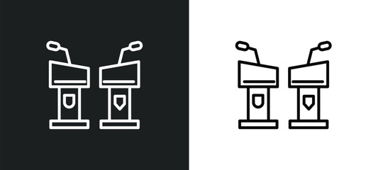 debate line icon in white and black colors. debate flat vector icon from debate collection for web, mobile apps and ui.