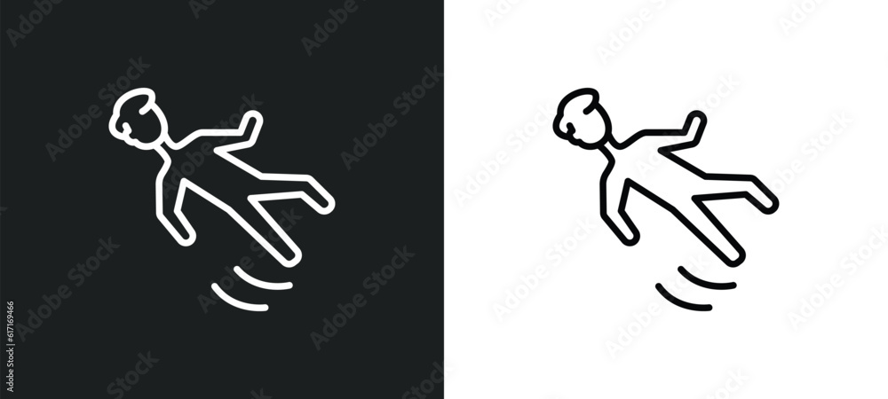 Poster slide down line icon in white and black colors. slide down flat vector icon from slide down collecti