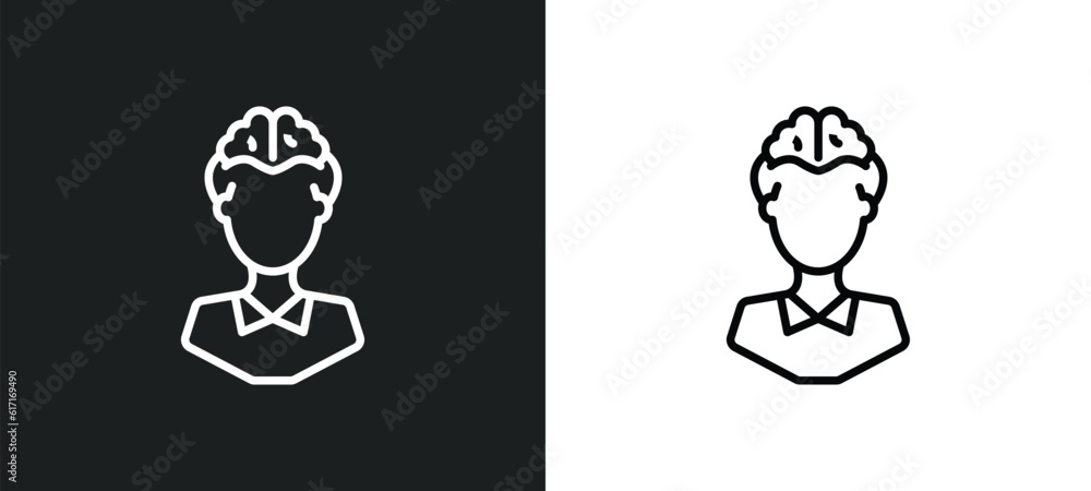 Poster mind game line icon in white and black colors. mind game flat vector icon from mind game collection 