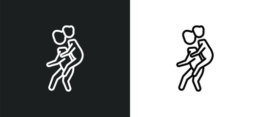 give a piggy back ride line icon in white and black colors. give a piggy back ride flat vector icon from give a piggy back ride collection for web, mobile apps and ui.
