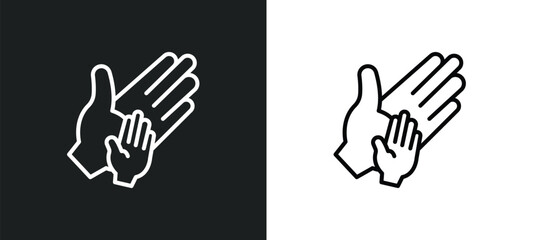 hand of an adult line icon in white and black colors. hand of an adult flat vector icon from hand of an adult collection for web, mobile apps and ui.