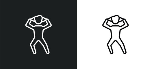 pulling hair line icon in white and black colors. pulling hair flat vector icon from pulling hair collection for web, mobile apps and ui.