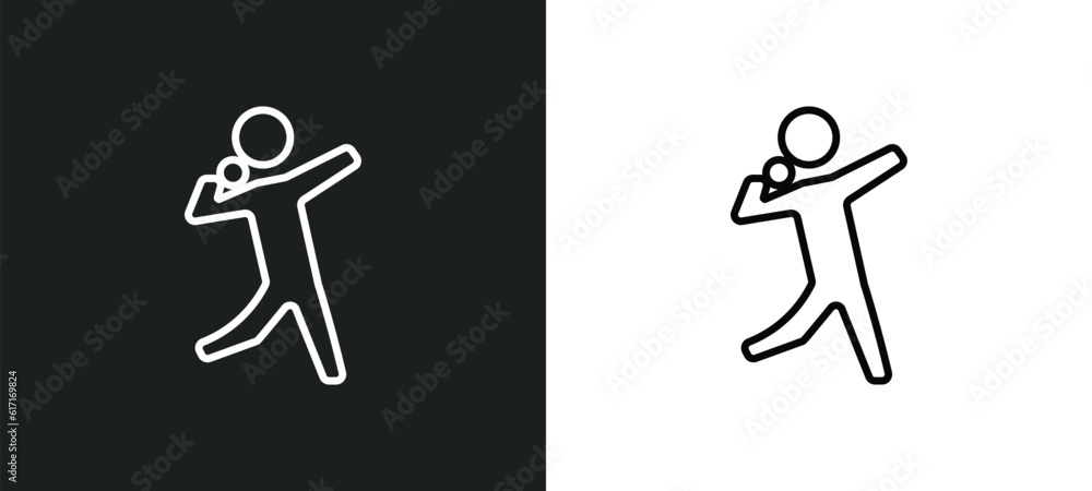 Poster shot put line icon in white and black colors. shot put flat vector icon from shot put collection for