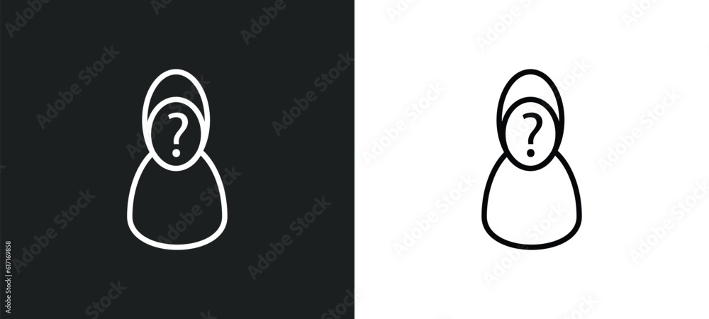 Poster unknown line icon in white and black colors. unknown flat vector icon from unknown collection for we