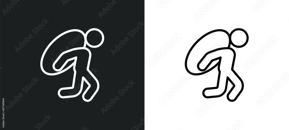 Aufkleber burden line icon in white and black colors. burden flat vector icon from burden collection for web, 