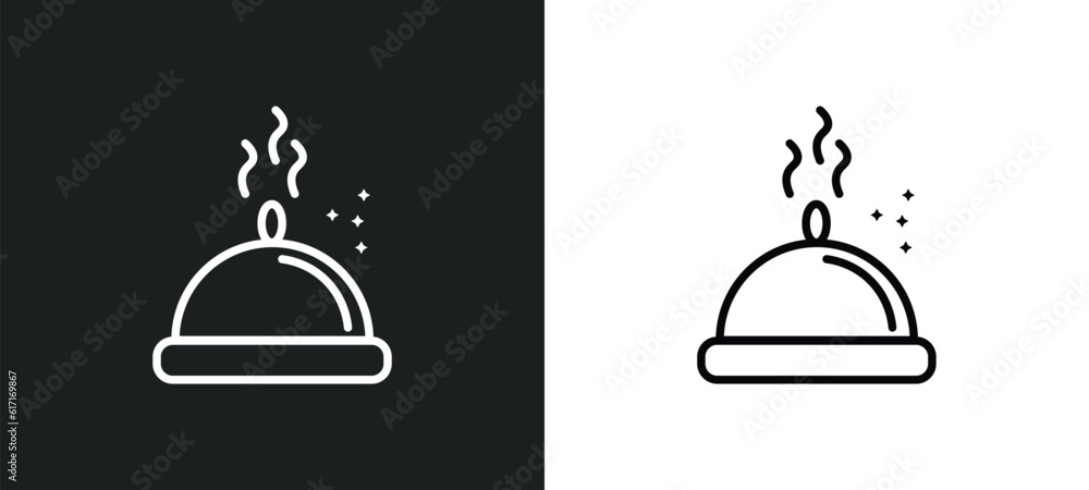 Aufkleber serve line icon in white and black colors. serve flat vector icon from serve collection for web, mob