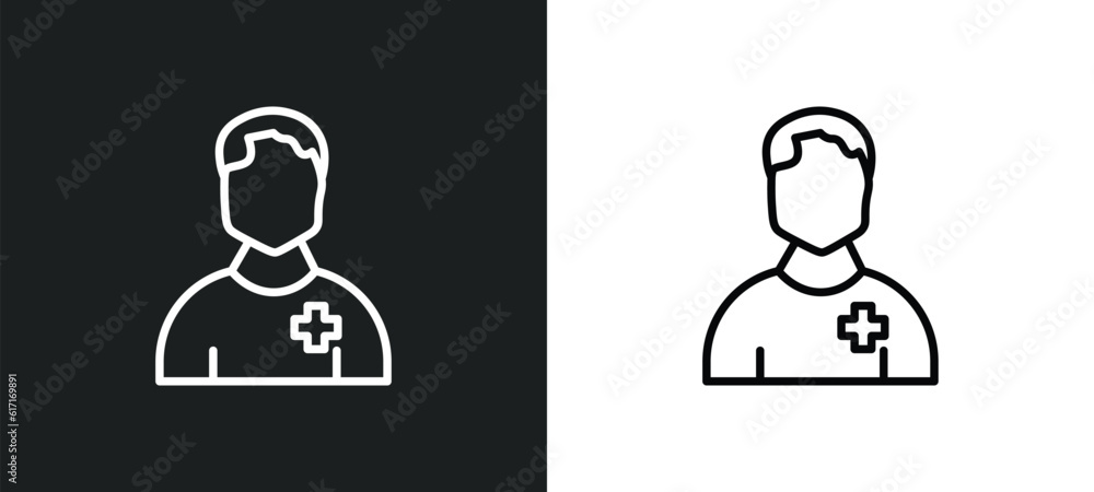 Poster pacient line icon in white and black colors. pacient flat vector icon from pacient collection for we