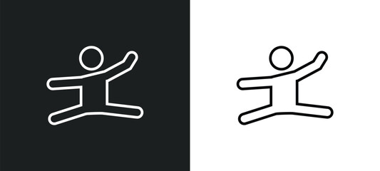 gymnast girl line icon in white and black colors. gymnast girl flat vector icon from gymnast girl collection for web, mobile apps and ui.