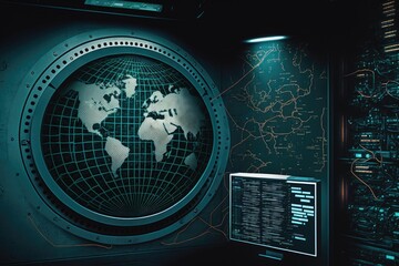 world map displayed on a computer scree. Generative AI
