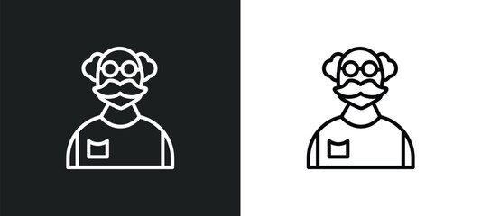 old man line icon in white and black colors. old man flat vector icon from old man collection for web, mobile apps and ui.