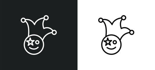 clown head with hat line icon in white and black colors. clown head with hat flat vector icon from clown head with hat collection for web, mobile apps and ui.