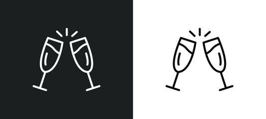 birthday toast line icon in white and black colors. birthday toast flat vector icon from birthday toast collection for web, mobile apps and ui.