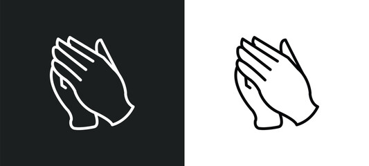 claping hands line icon in white and black colors. claping hands flat vector icon from claping hands collection for web, mobile apps and ui.