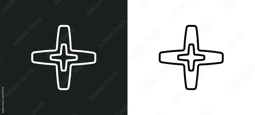 Poster plus line icon in white and black colors. plus flat vector icon from plus collection for web, mobile