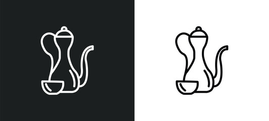 arabic jar line icon in white and black colors. arabic jar flat vector icon from arabic jar collection for web, mobile apps and ui.