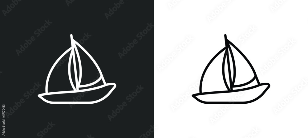 Poster windsail line icon in white and black colors. windsail flat vector icon from windsail collection for