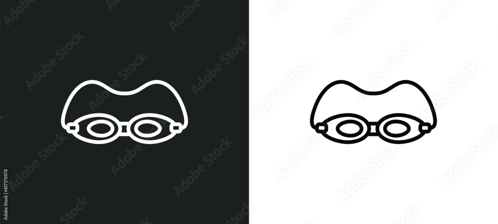 Aufkleber swin goggle line icon in white and black colors. swin goggle flat vector icon from swin goggle colle