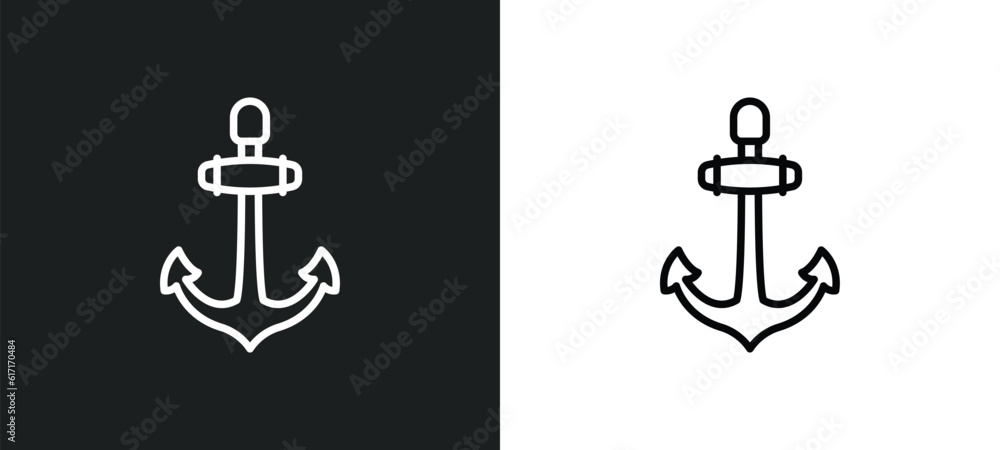 Poster big anchor line icon in white and black colors. big anchor flat vector icon from big anchor collecti