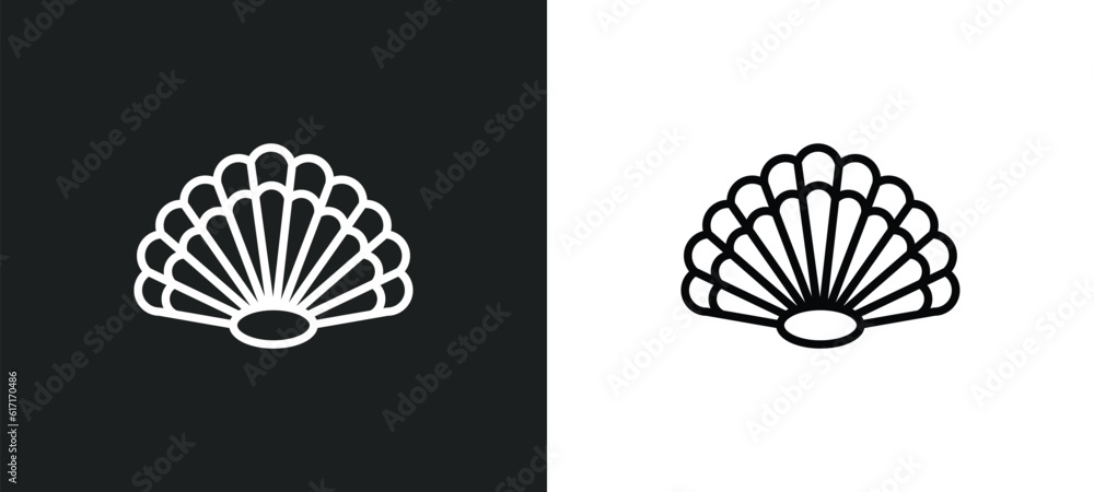 Poster big shell line icon in white and black colors. big shell flat vector icon from big shell collection 