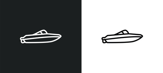 Fototapeta premium speedboat line icon in white and black colors. speedboat flat vector icon from speedboat collection for web, mobile apps and ui.