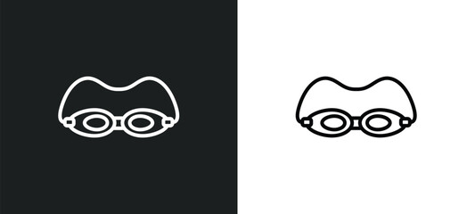 swin goggle line icon in white and black colors. swin goggle flat vector icon from swin goggle collection for web, mobile apps and ui.