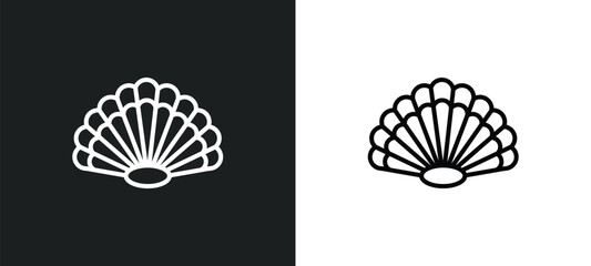 big shell line icon in white and black colors. big shell flat vector icon from big shell collection for web, mobile apps and ui.