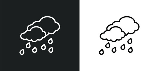 rainy cloud line icon in white and black colors. rainy cloud flat vector icon from rainy cloud collection for web, mobile apps and ui.