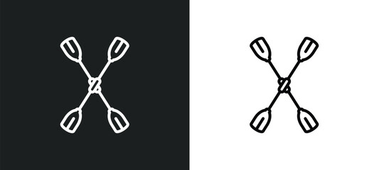 double paddle line icon in white and black colors. double paddle flat vector icon from double paddle collection for web, mobile apps and ui.