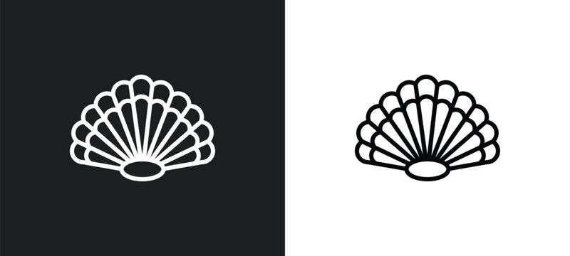 big shell line icon in white and black colors. big shell flat vector icon from big shell collection for web, mobile apps and ui.
