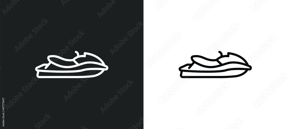 Poster facing right line icon in white and black colors. facing right flat vector icon from facing right co