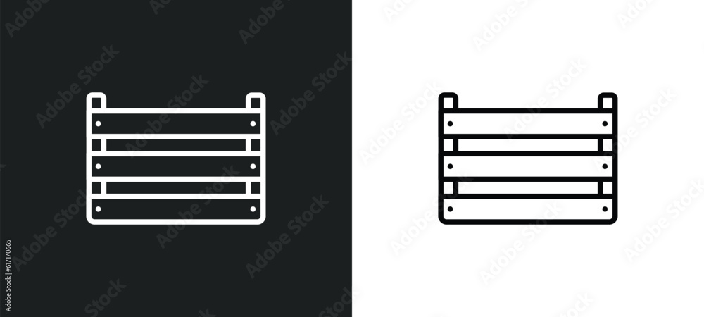 Poster big crate line icon in white and black colors. big crate flat vector icon from big crate collection 