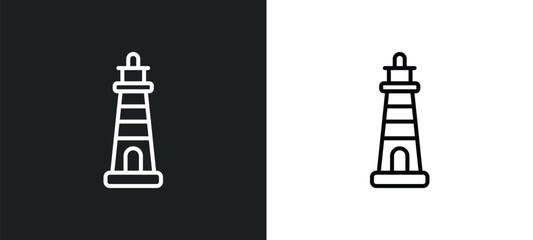 lighthouse line icon in white and black colors. lighthouse flat vector icon from lighthouse collection for web, mobile apps and ui.