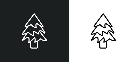balsam fir tree line icon in white and black colors. balsam fir tree flat vector icon from balsam fir tree collection for web, mobile apps and ui. - obrazy, fototapety, plakaty