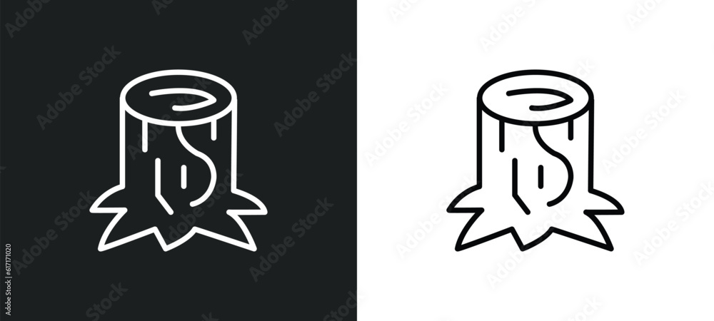 Poster trunk line icon in white and black colors. trunk flat vector icon from trunk collection for web, mob