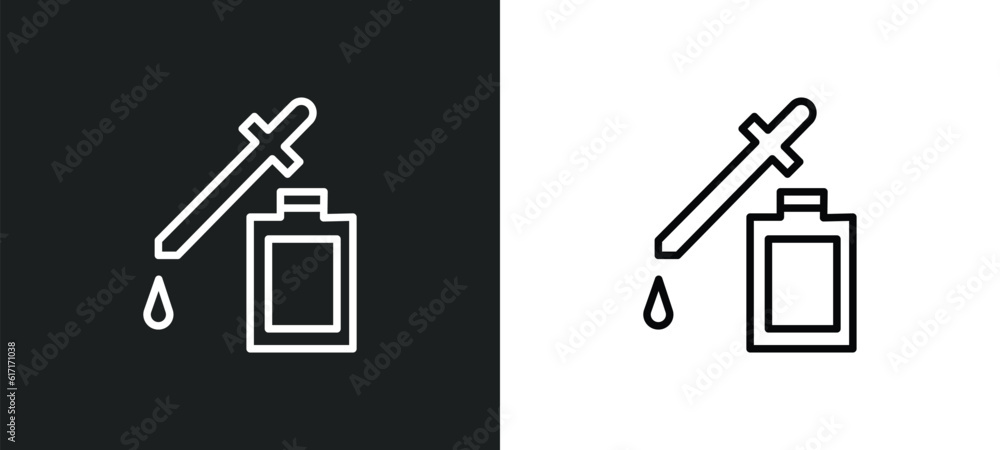 Poster essence line icon in white and black colors. essence flat vector icon from essence collection for we