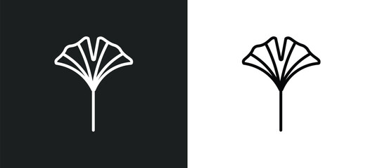 ginkgo line icon in white and black colors. ginkgo flat vector icon from ginkgo collection for web, mobile apps and ui.
