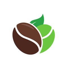 Coffee Beans Logo, green and brown coffee. Used for cards, posters, banners, web design and t-shirt printing. Coffee house. Easy to edit. Vector illustration