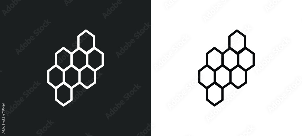 Poster hive line icon in white and black colors. hive flat vector icon from hive collection for web, mobile
