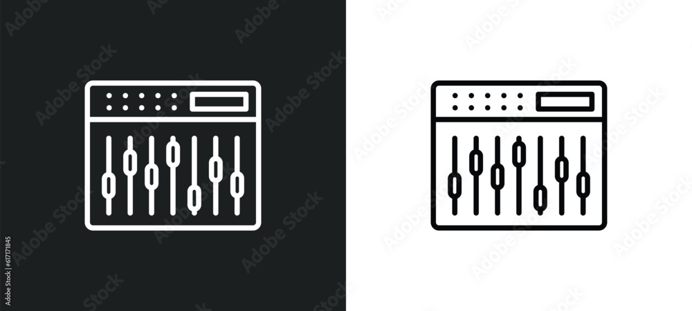 Poster sound mixer line icon in white and black colors. sound mixer flat vector icon from sound mixer colle
